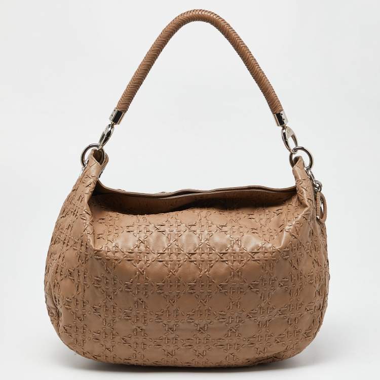 Pre Owned Dior Beige Cannage Leather Whipstitch Hobo