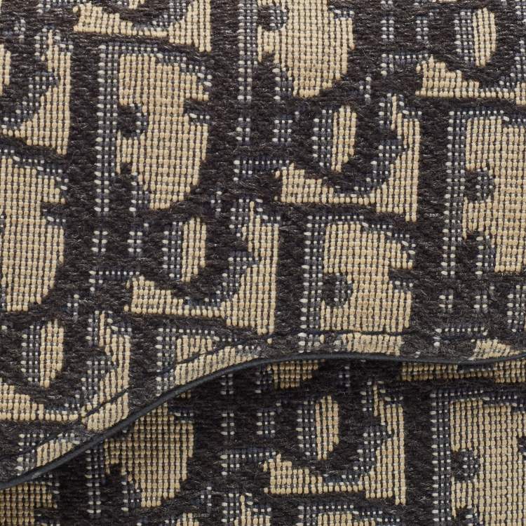 Pre Owned Dior Blue/Beige Oblique Jacquard Saddle Lotus Wallet