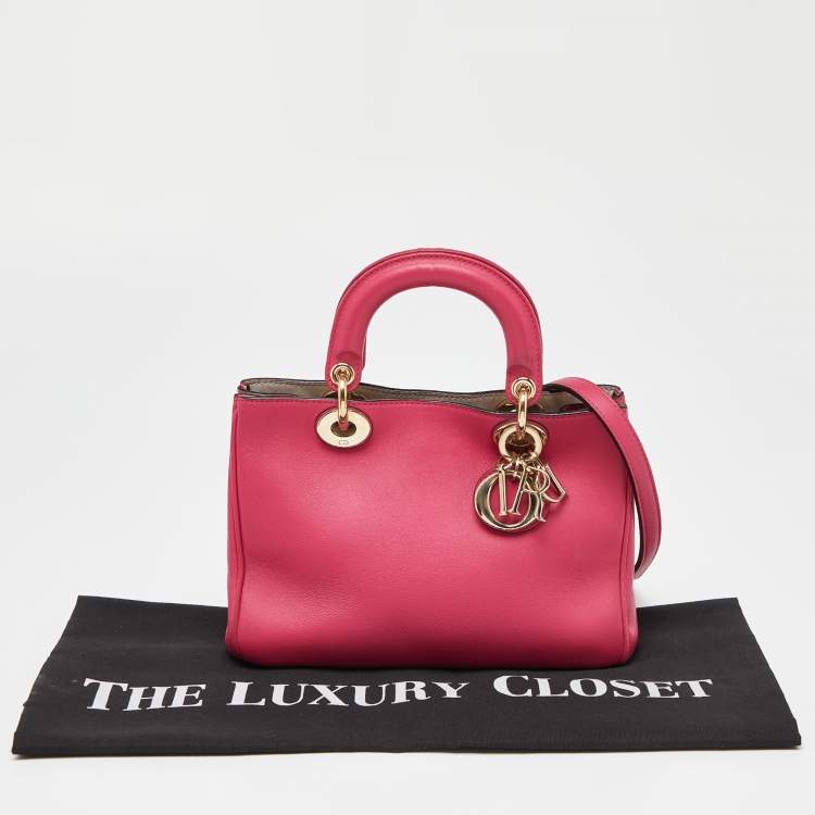 Pre Owned Dior Fuchsia Leather Mini Diorissimo Tote