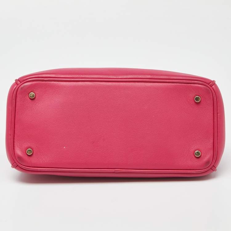 Pre Owned Dior Fuchsia Leather Mini Diorissimo Tote