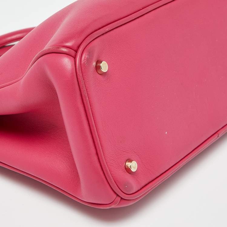 Pre Owned Dior Fuchsia Leather Mini Diorissimo Tote