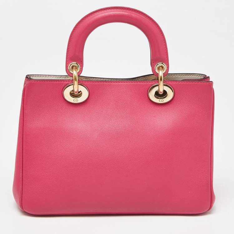 Pre Owned Dior Fuchsia Leather Mini Diorissimo Tote