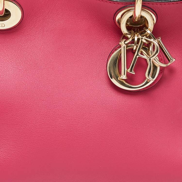 Pre Owned Dior Fuchsia Leather Mini Diorissimo Tote