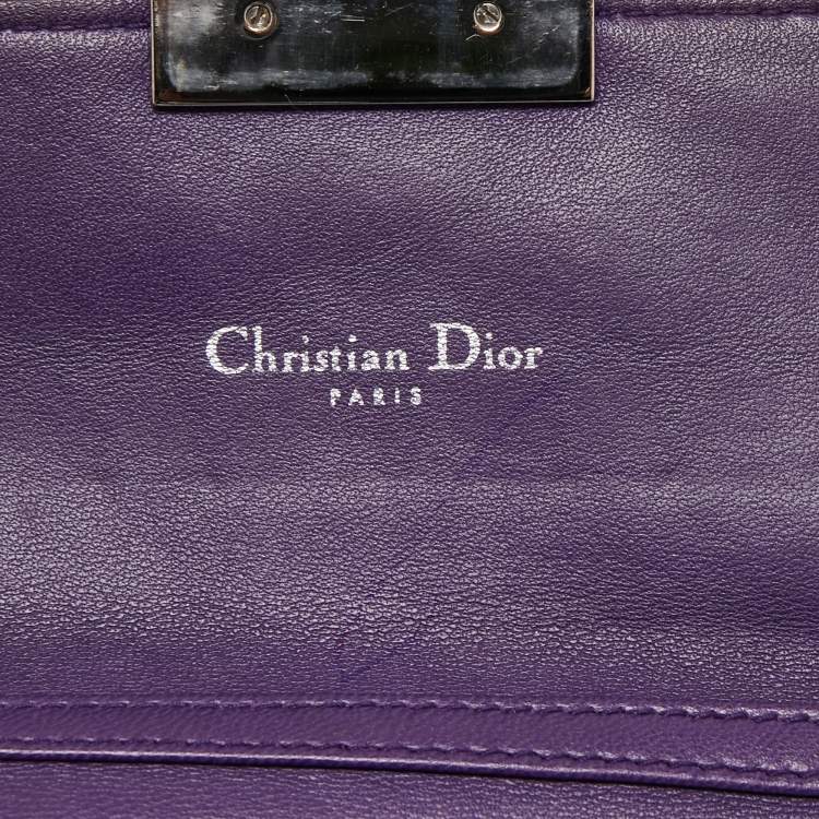 Pre Owned Dior Purple Cannage Leather Miss Dior Promenade Wallet on Chain
