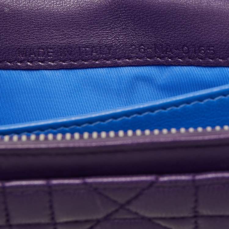 Pre Owned Dior Purple Cannage Leather Miss Dior Promenade Wallet on Chain