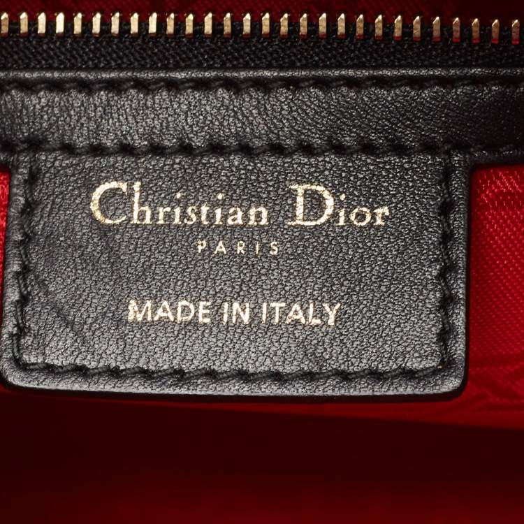 Pre Owned Dior Black Cannage Leather Large Lady Dior Tote