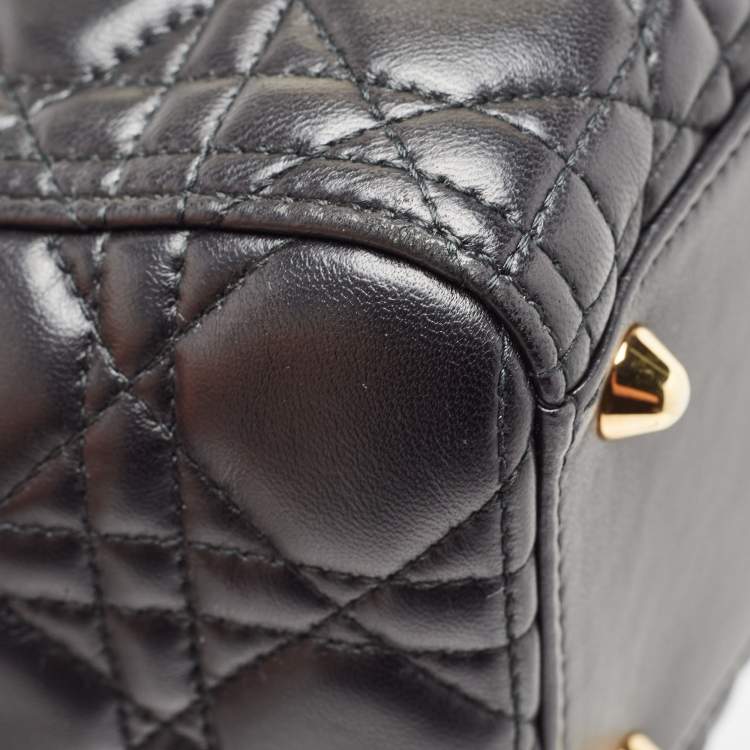 Pre Owned Dior Black Cannage Leather Large Lady Dior Tote