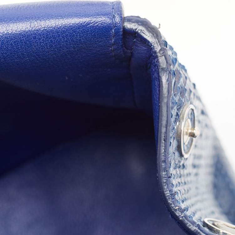Pre Owned Dior Blue Python Mini Be Dior Top Handle Bag