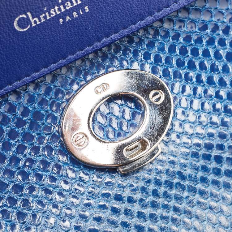 Pre Owned Dior Blue Python Mini Be Dior Top Handle Bag