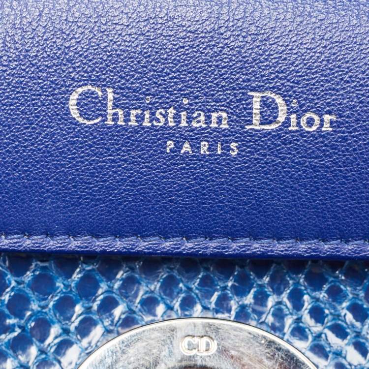 Pre Owned Dior Blue Python Mini Be Dior Top Handle Bag