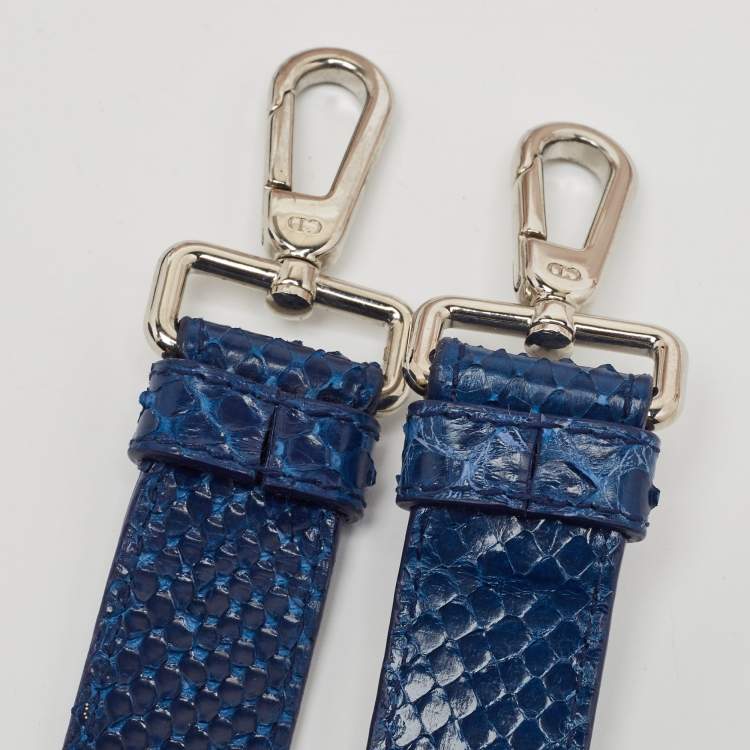 Pre Owned Dior Blue Python Mini Be Dior Top Handle Bag