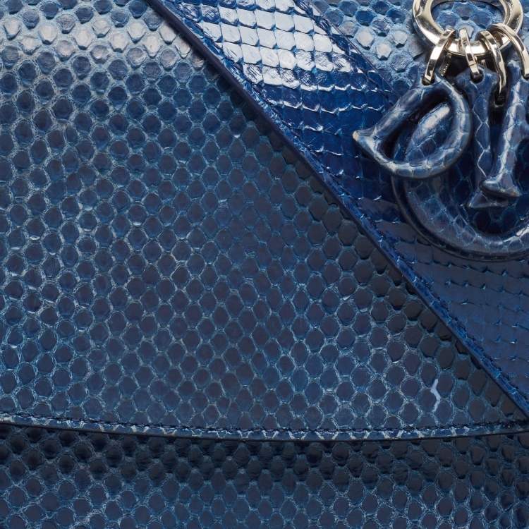 Pre Owned Dior Blue Python Mini Be Dior Top Handle Bag