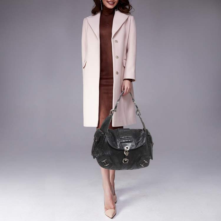 Pre Owned Dior Black Python Limited Edition 096 Rebelle Hobo