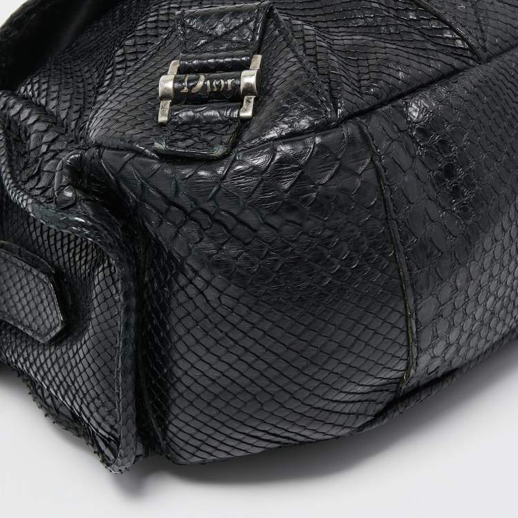 Pre Owned Dior Black Python Limited Edition 096 Rebelle Hobo