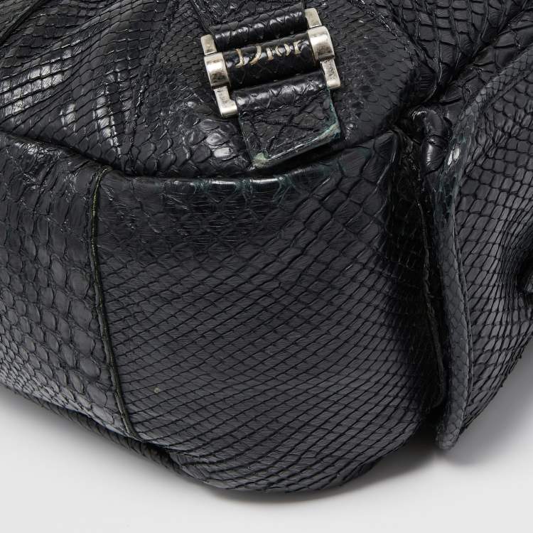 Pre Owned Dior Black Python Limited Edition 096 Rebelle Hobo