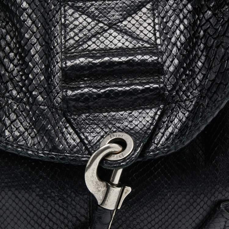 Pre Owned Dior Black Python Limited Edition 096 Rebelle Hobo