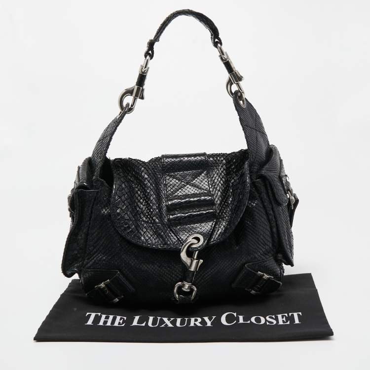 Pre Owned Dior Black Python Limited Edition 096 Rebelle Hobo