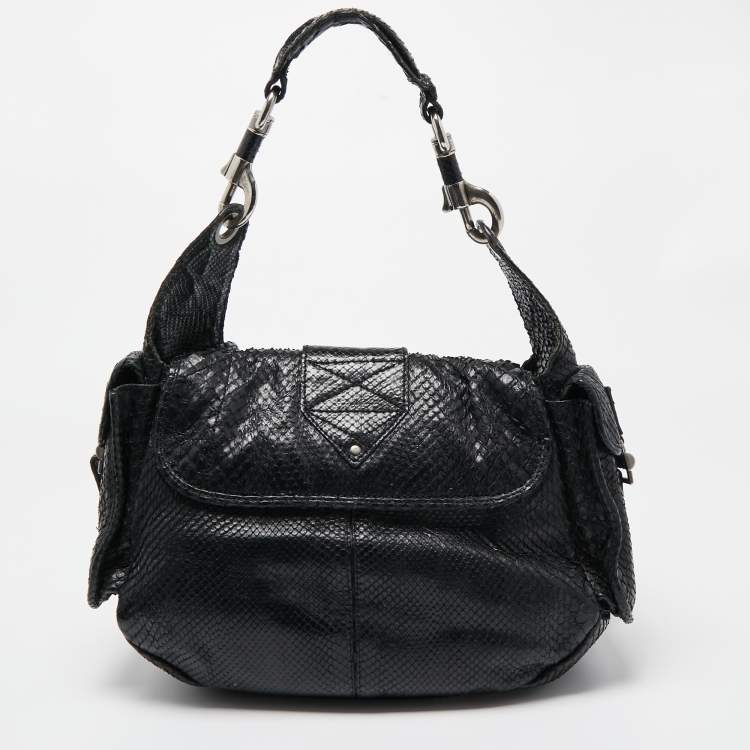 Pre Owned Dior Black Python Limited Edition 096 Rebelle Hobo