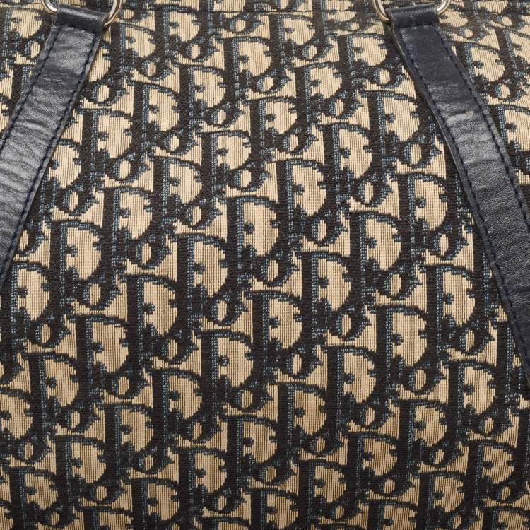 Pre Owned Christian Dior Blue Oblique Canvas Vintage Boston Bag