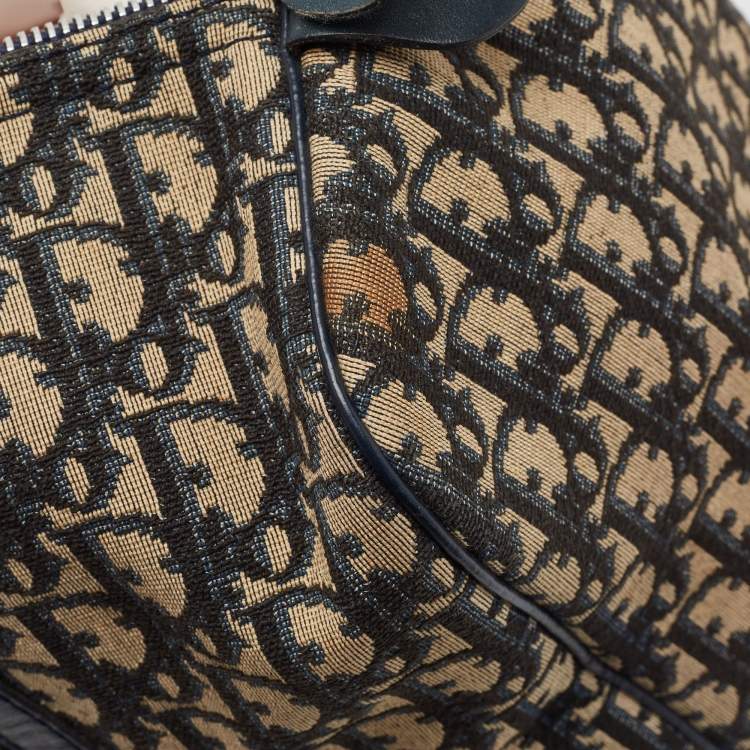 Pre Owned Christian Dior Blue Oblique Canvas Vintage Boston Bag