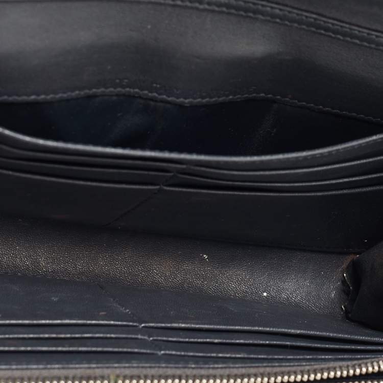 Pre Owned Dior Silver Microcannage Patent Leather Croisiere Wallet on Chain