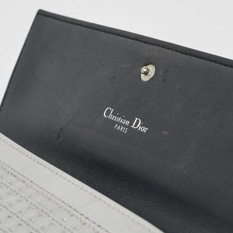 Pre Owned Dior Silver Microcannage Patent Leather Croisiere Wallet on Chain