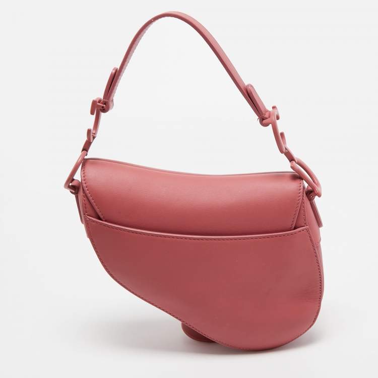 Pre Owned Dior Old Rose Mini Leather Saddle Bag