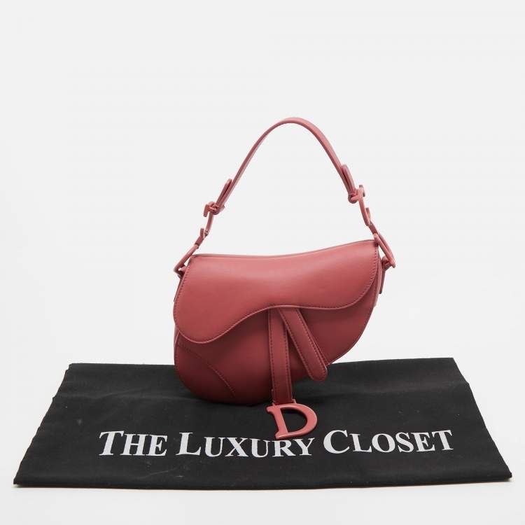 Pre Owned Dior Old Rose Mini Leather Saddle Bag