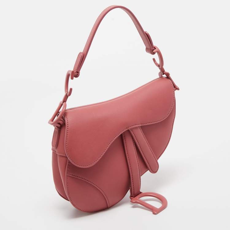 Pre Owned Dior Old Rose Mini Leather Saddle Bag
