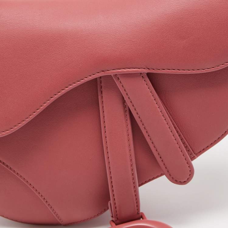Pre Owned Dior Old Rose Mini Leather Saddle Bag