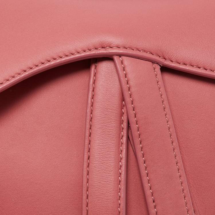 Pre Owned Dior Old Rose Mini Leather Saddle Bag