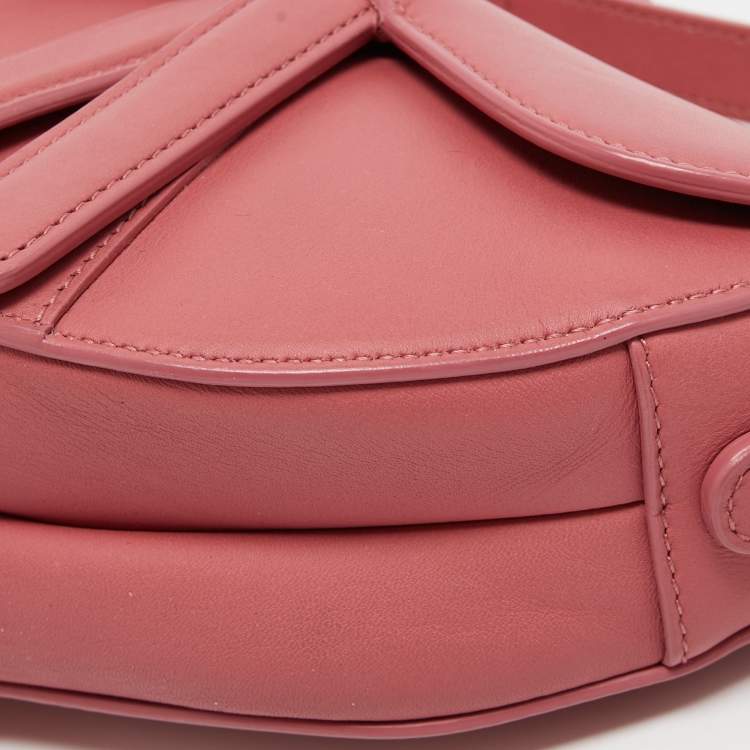 Pre Owned Dior Old Rose Mini Leather Saddle Bag