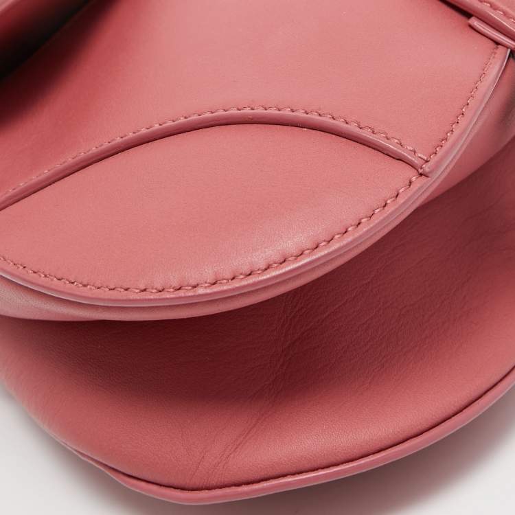 Pre Owned Dior Old Rose Mini Leather Saddle Bag