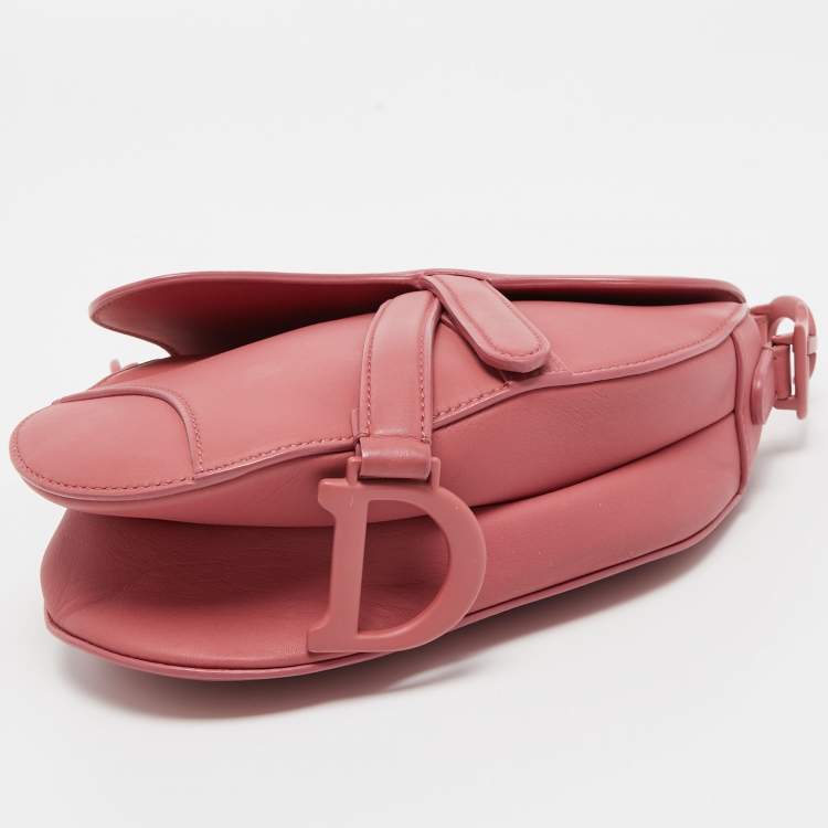 Pre Owned Dior Old Rose Mini Leather Saddle Bag