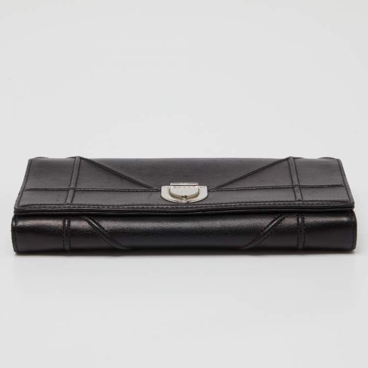 Pre Owned Dior Black Leather Diorama Wallet On Chain