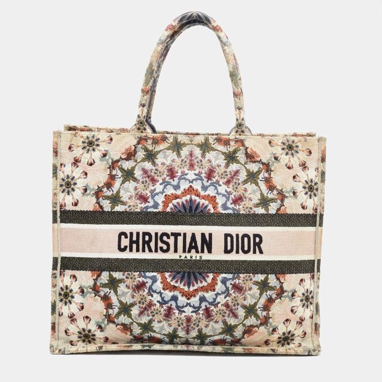 Pre Owned Dior Multicolor Embroidered Canvas Large Book Tote