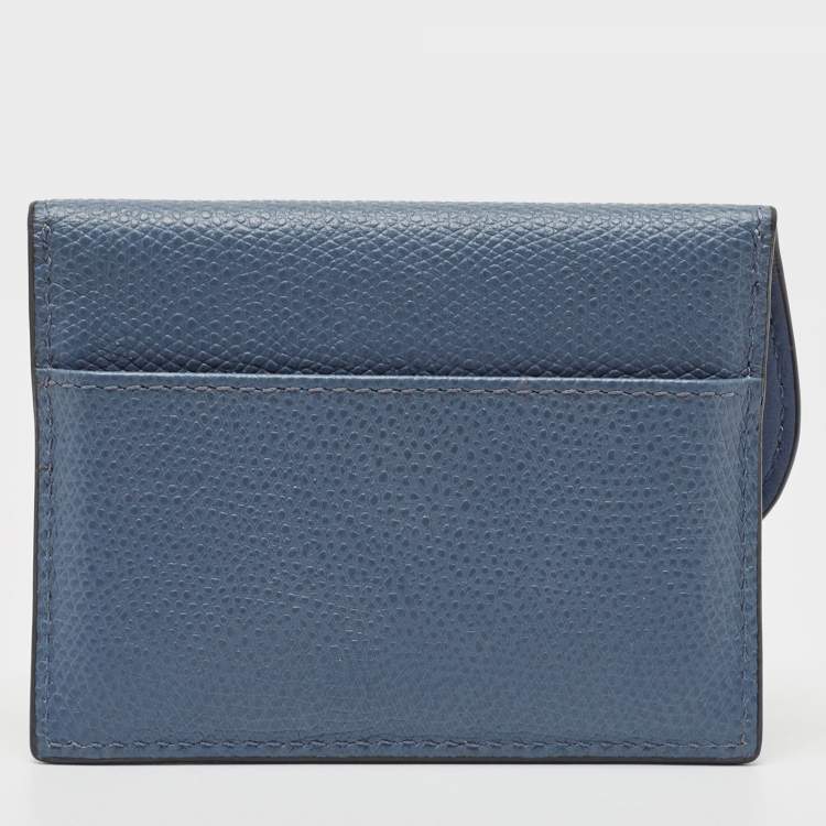 Pre Owned Dior Light Blue Leather Saddle Card Holder