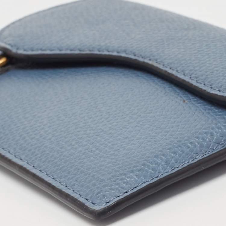 Pre Owned Dior Light Blue Leather Saddle Card Holder