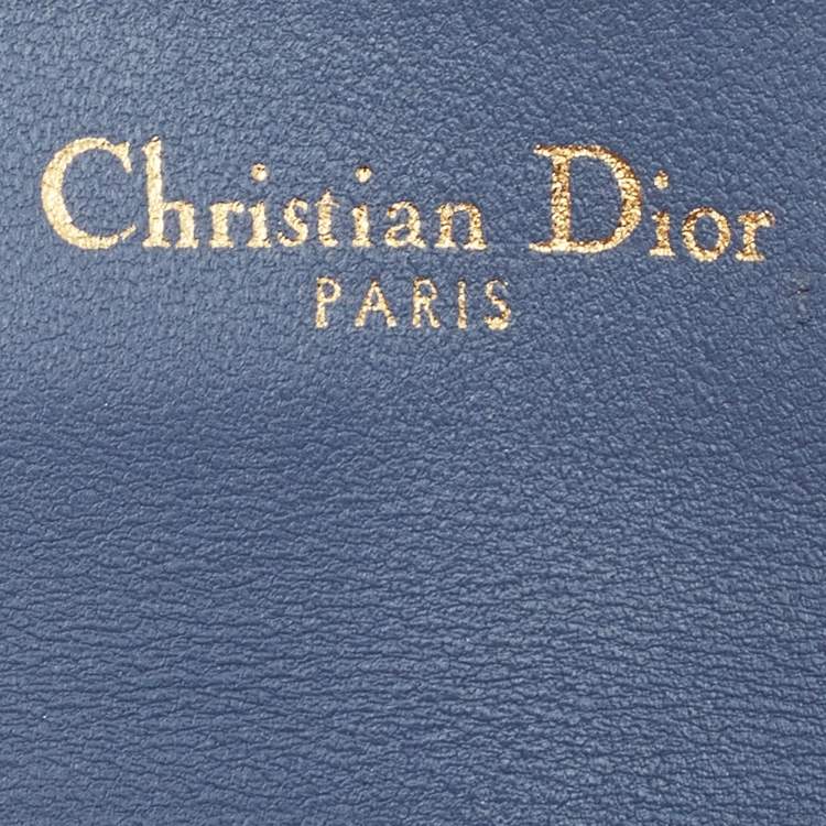 Pre Owned Dior Light Blue Leather Saddle Card Holder