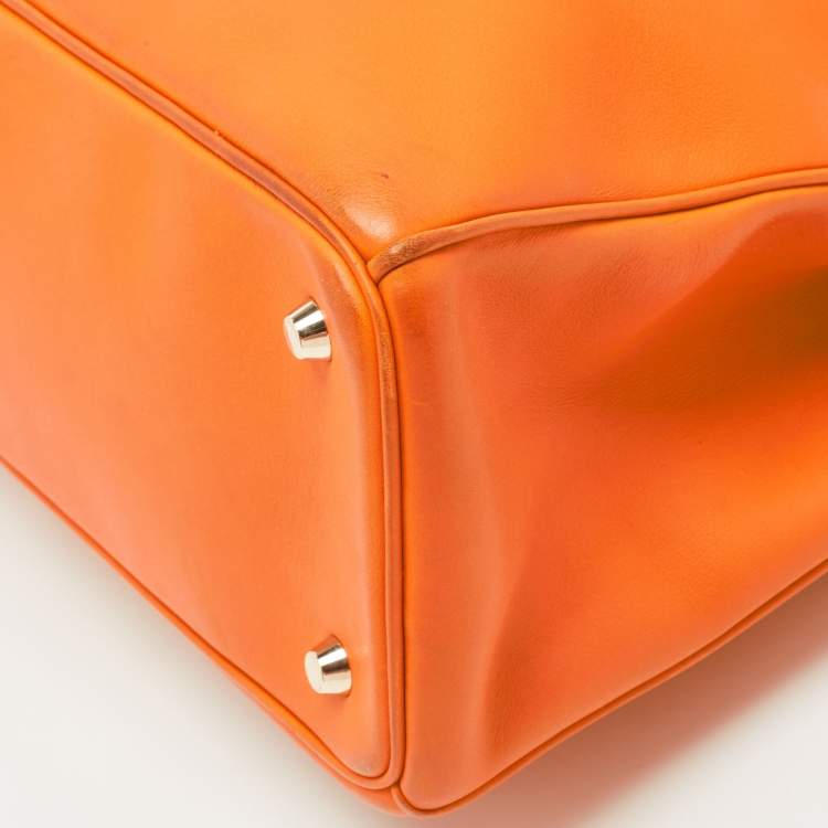 Pre Owned Dior Orange Leather Large Diorissimo Shopper Tote