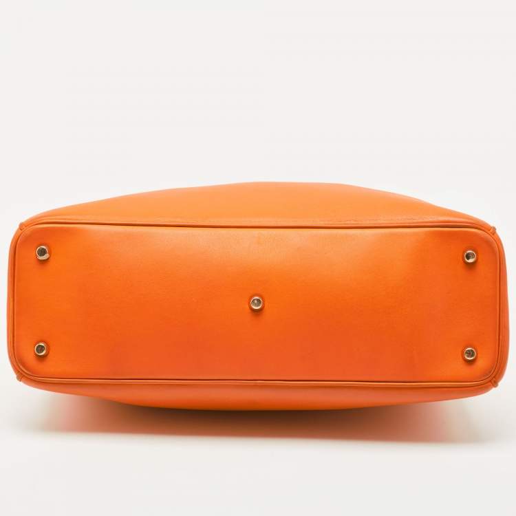 Pre Owned Dior Orange Leather Large Diorissimo Shopper Tote