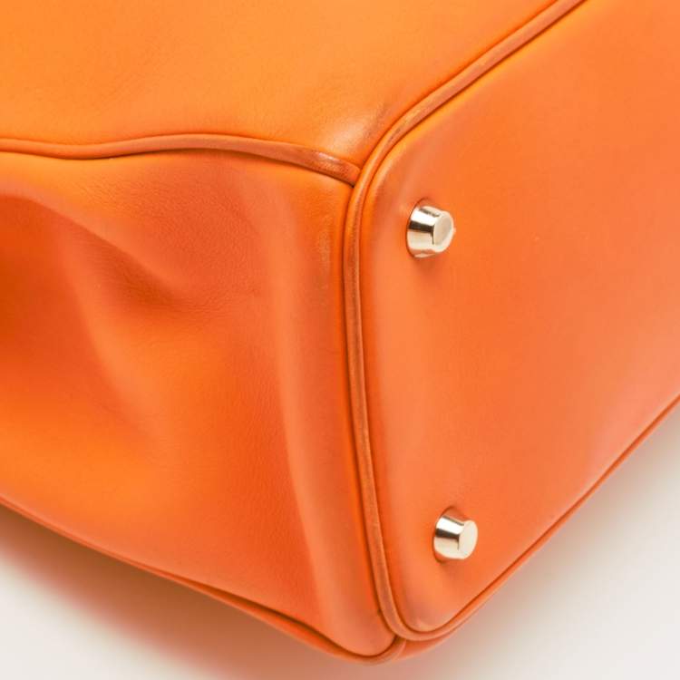Pre Owned Dior Orange Leather Large Diorissimo Shopper Tote