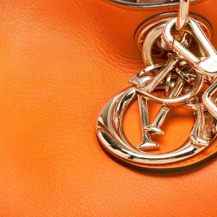 Pre Owned Dior Orange Leather Large Diorissimo Shopper Tote