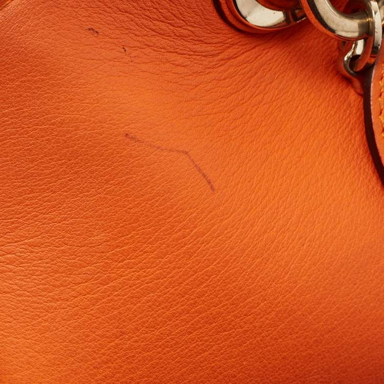Pre Owned Dior Orange Leather Large Diorissimo Shopper Tote