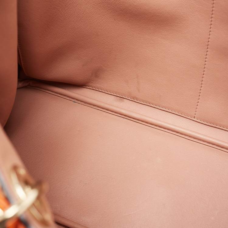 Pre Owned Dior Orange Leather Large Diorissimo Shopper Tote
