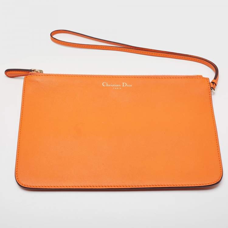 Pre Owned Dior Orange Leather Large Diorissimo Shopper Tote
