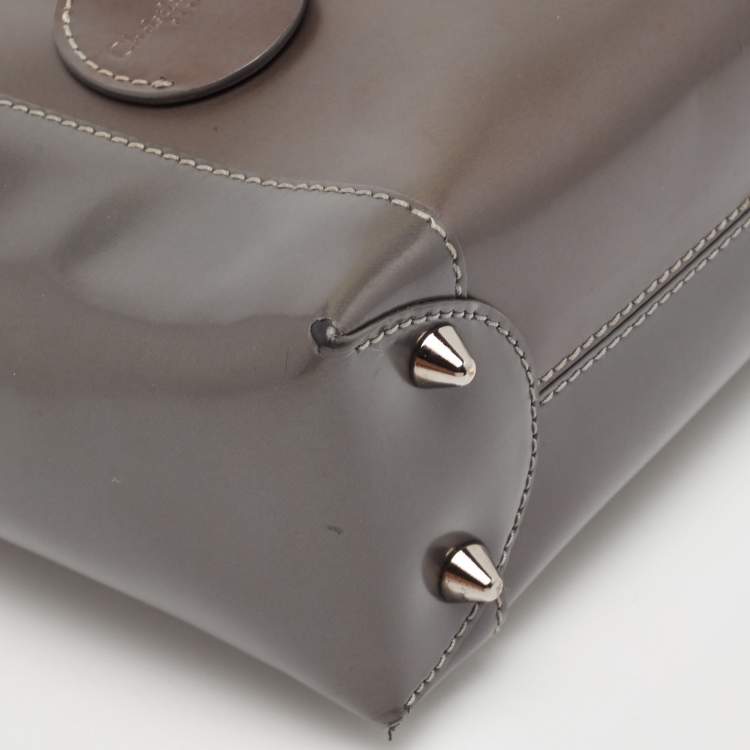 Pre Owned Dior Metallic Dark Grey Leather Malice Tote