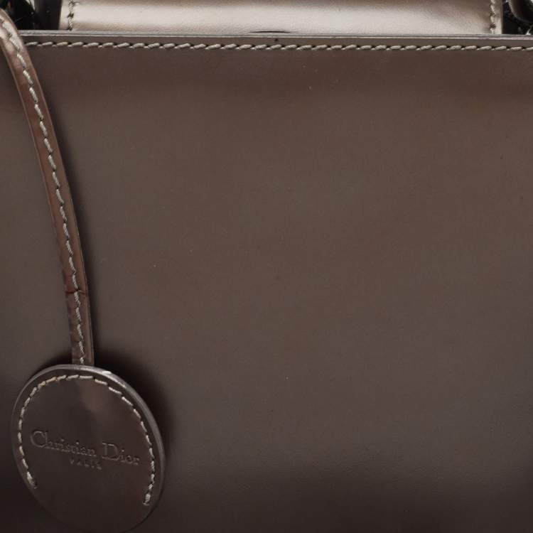 Pre Owned Dior Metallic Dark Grey Leather Malice Tote