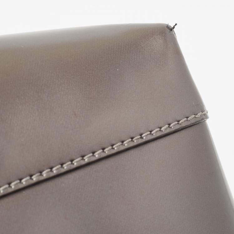 Pre Owned Dior Metallic Dark Grey Leather Malice Tote