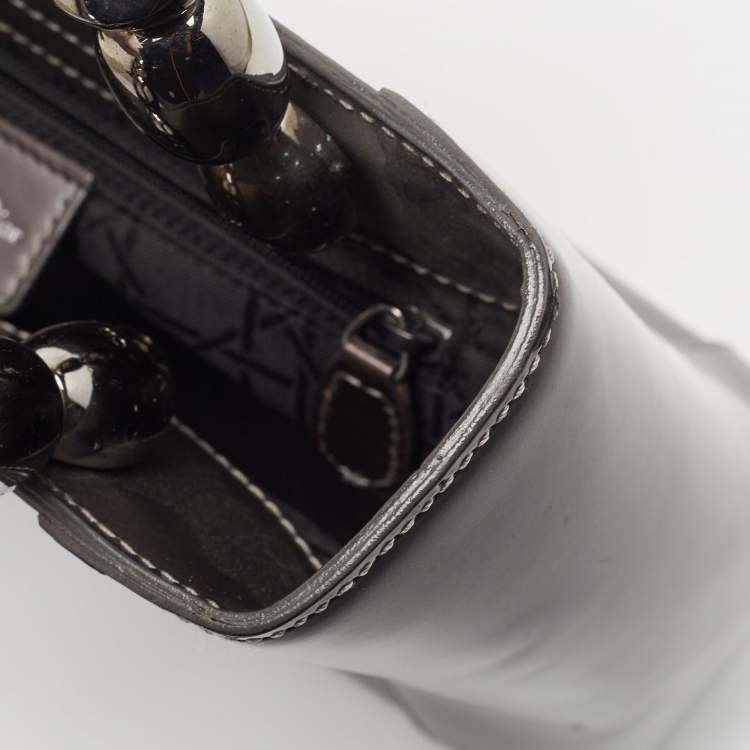 Pre Owned Dior Metallic Dark Grey Leather Malice Tote